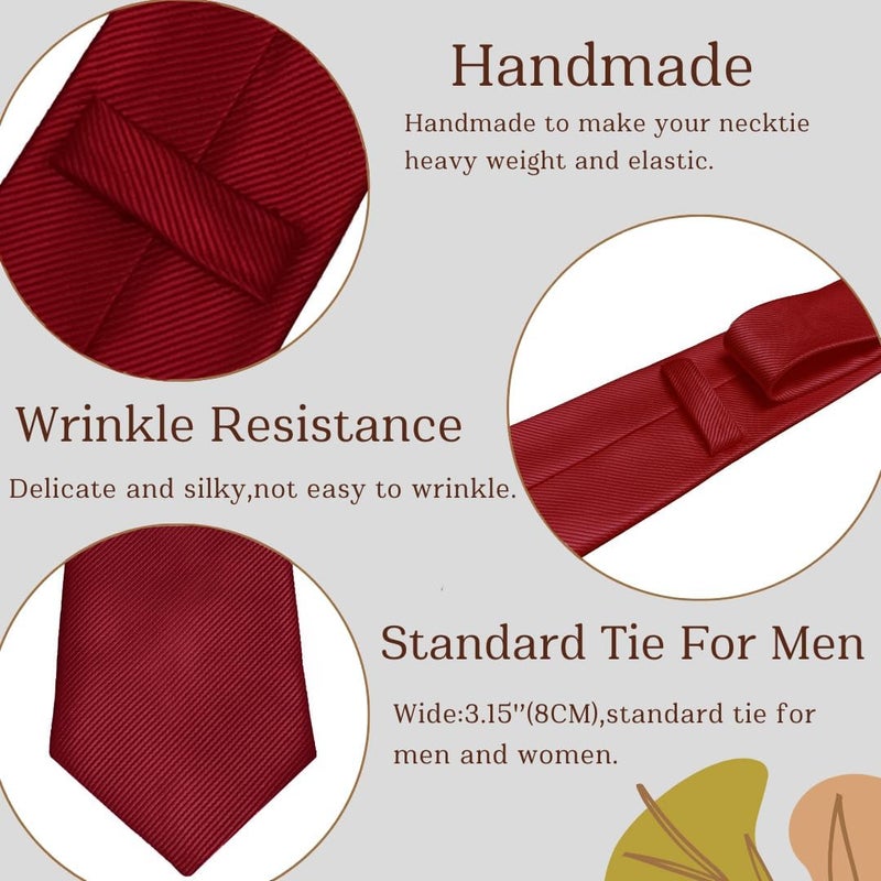WOXVM Men's Ties Classic Solid Pure Color 3.15" (8CM) Mens Necktie, Premium Formal Black Ties For Men Business Wedding Party - Image 3